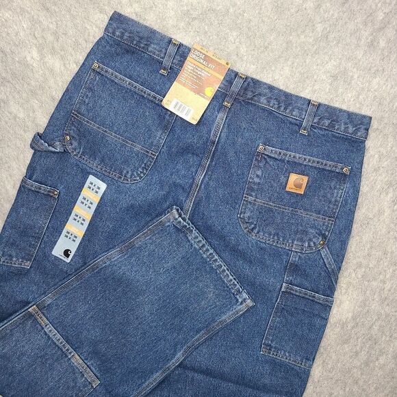 Carhartt Double Knee Carpenter Jeans Mens 38x36 Blue B73‎ DST Workwear Dungaree